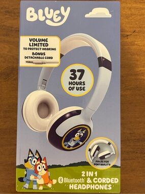 Kids Bluetooth & Corded Over-Ear Headphones — White and Navy